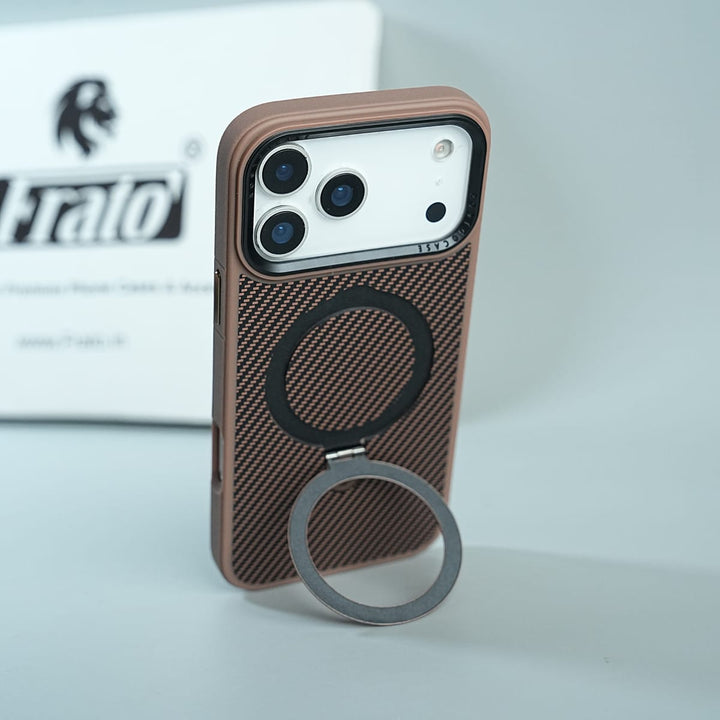 FRATO luxury Case iPhone Series Premium Carbon-Texture Ring Stand Flip Case | Metal Kickstand | Slim &amp; Protective Cover