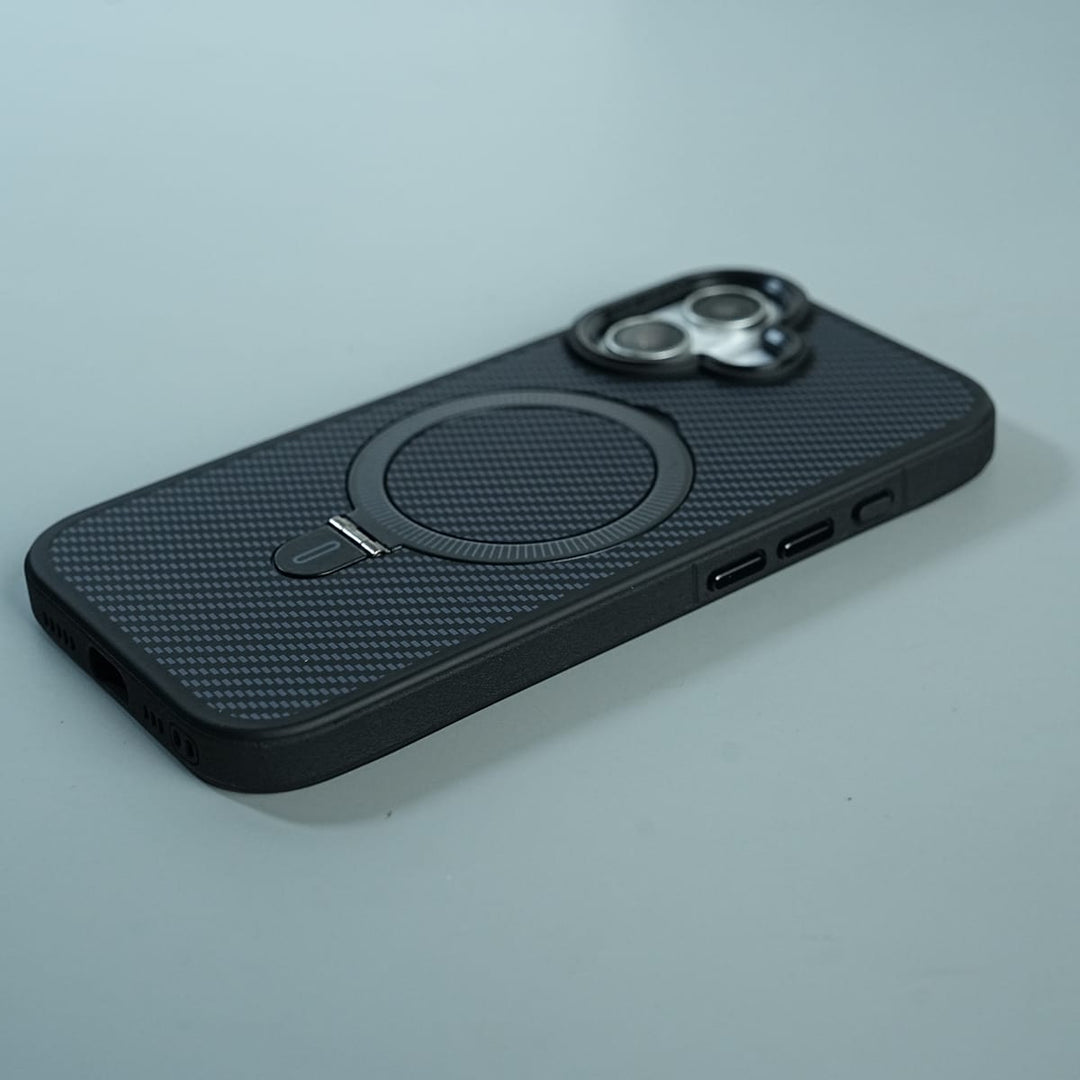 FRATO luxury Case iPhone Series Premium Carbon-Texture Ring Stand Flip Case | Metal Kickstand | Slim &amp; Protective Cover