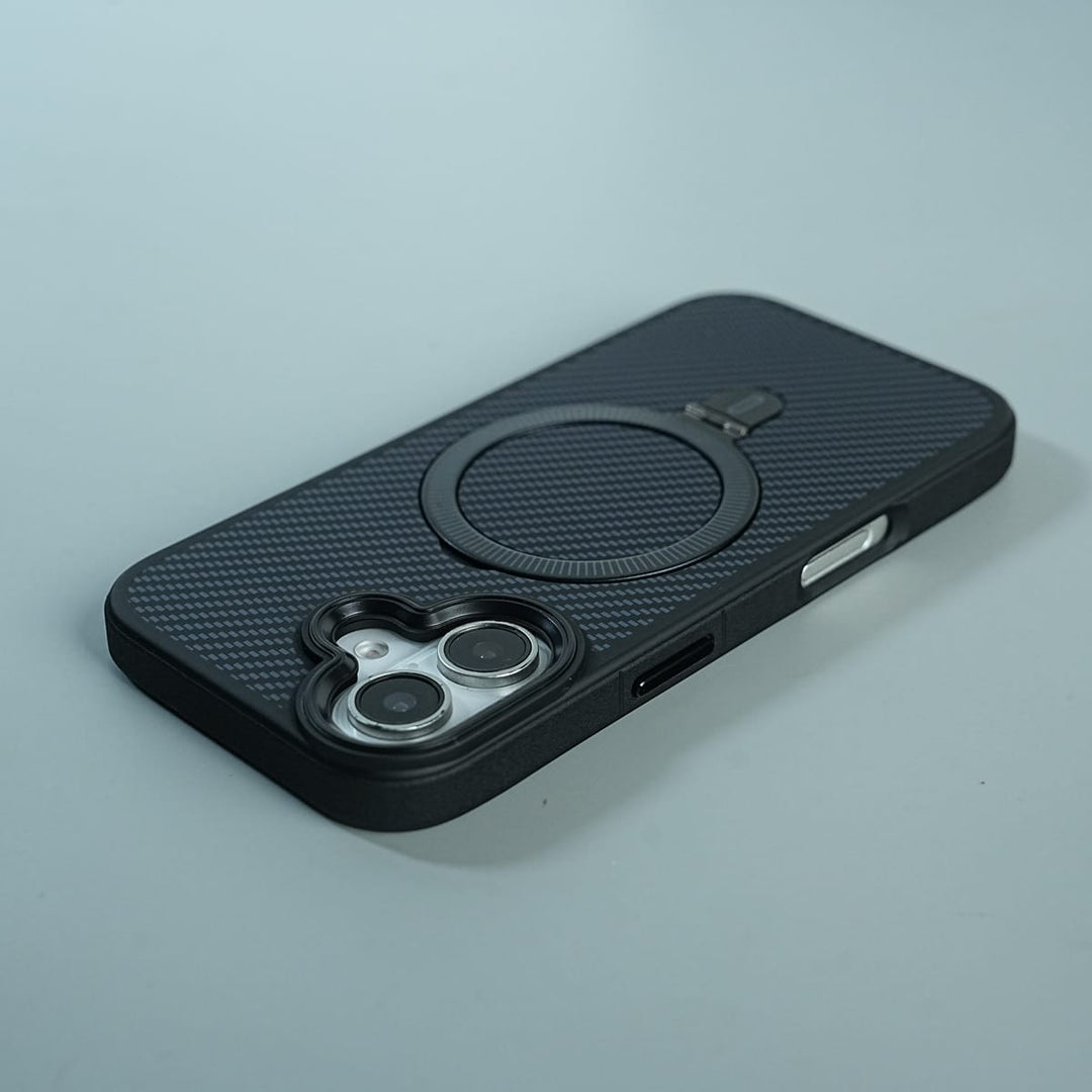 FRATO luxury Case iPhone Series Premium Carbon-Texture Ring Stand Flip Case | Metal Kickstand | Slim &amp; Protective Cover