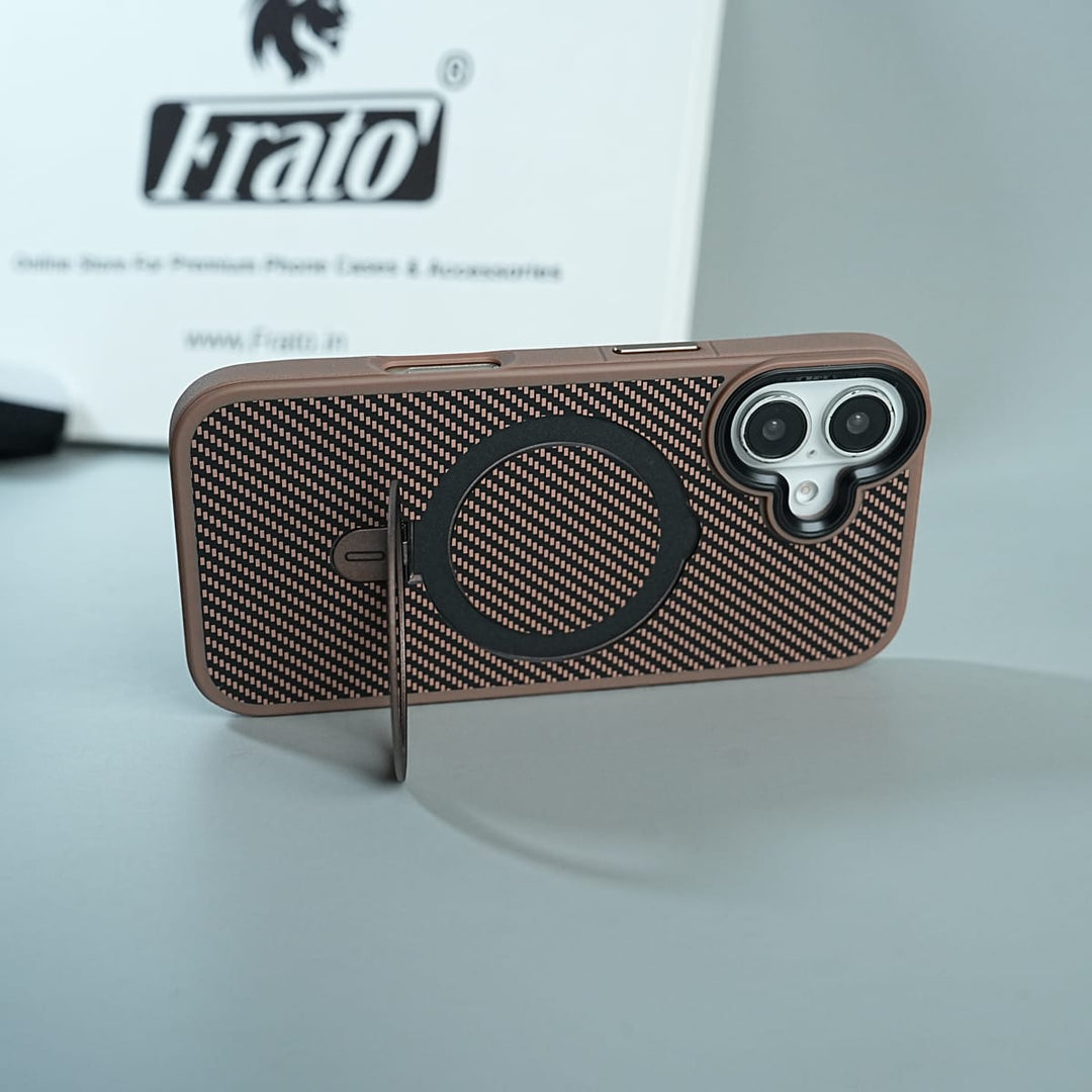 FRATO luxury Case iPhone Series Premium Carbon-Texture Ring Stand Flip Case | Metal Kickstand | Slim &amp; Protective Cover