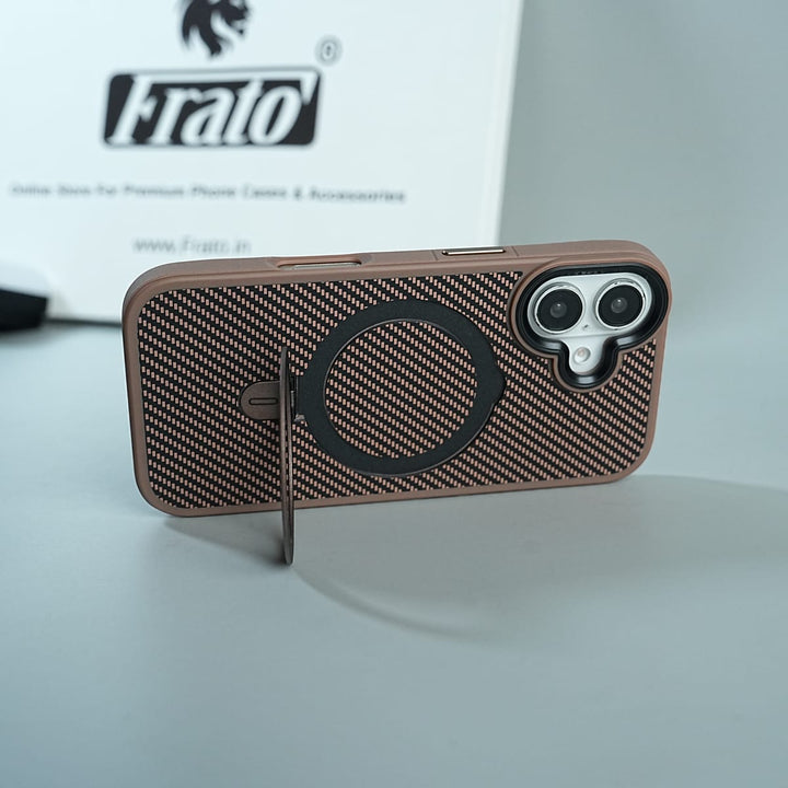 FRATO luxury Case iPhone Series Premium Carbon-Texture Ring Stand Flip Case | Metal Kickstand | Slim &amp; Protective Cover