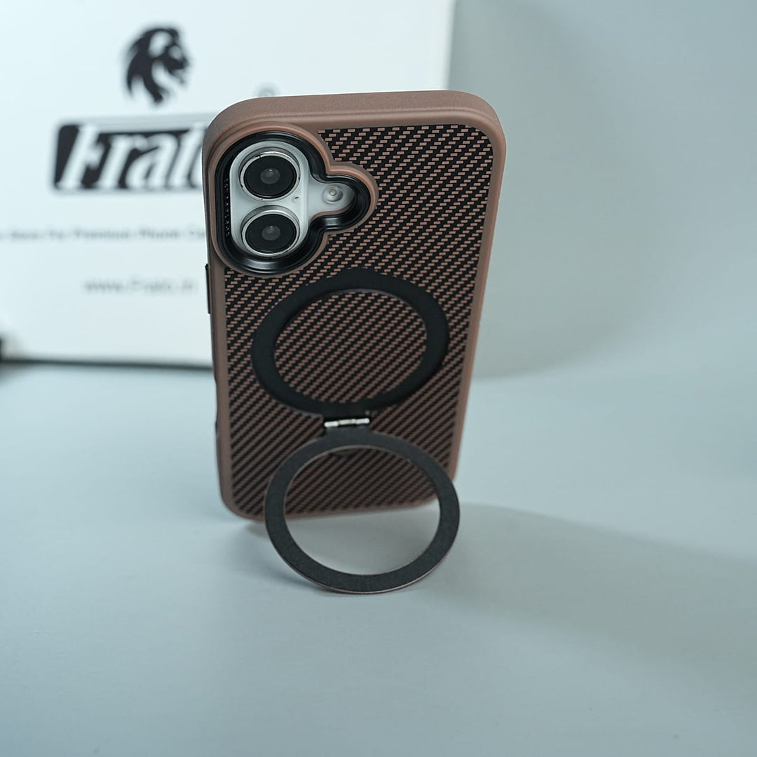 FRATO luxury Case iPhone Series Premium Carbon-Texture Ring Stand Flip Case | Metal Kickstand | Slim &amp; Protective Cover