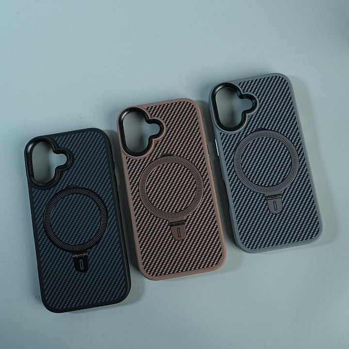 FRATO luxury Case iPhone Series Premium Carbon-Texture Ring Stand Flip Case | Metal Kickstand | Slim &amp; Protective Cover