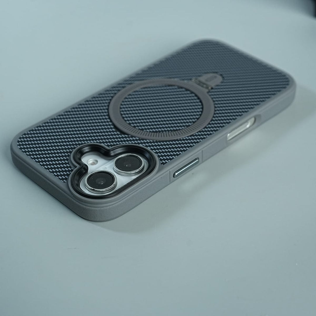 FRATO luxury Case iPhone Series Premium Carbon-Texture Ring Stand Flip Case | Metal Kickstand | Slim &amp; Protective Cover