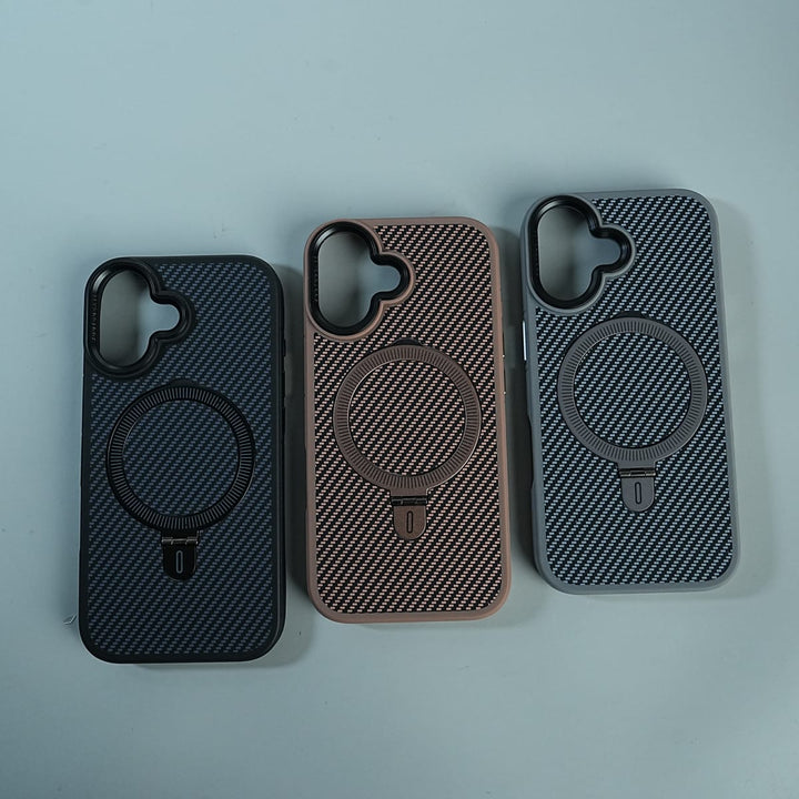 FRATO luxury Case iPhone Series Premium Carbon-Texture Ring Stand Flip Case | Metal Kickstand | Slim &amp; Protective Cover