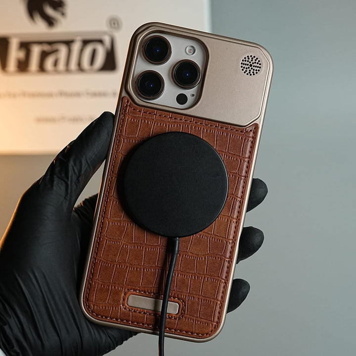 FRATO luxury Case iPhone Series Premium Crocodile Texture Stitched MagSafe Case