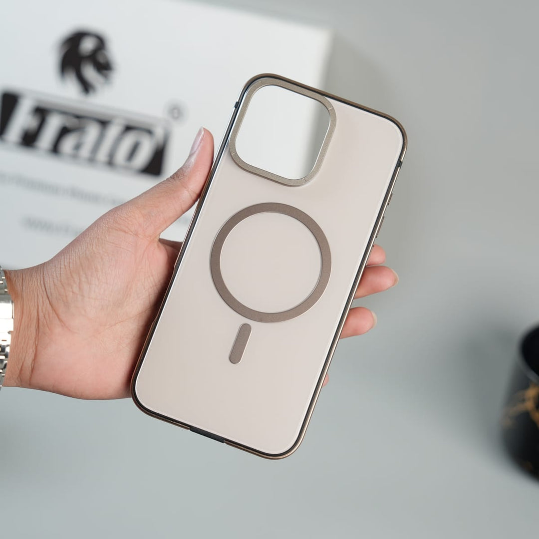 FRATO luxury Case iPhone Series Premium Glass Back MagSafe Case with Aluminium Side Bumper