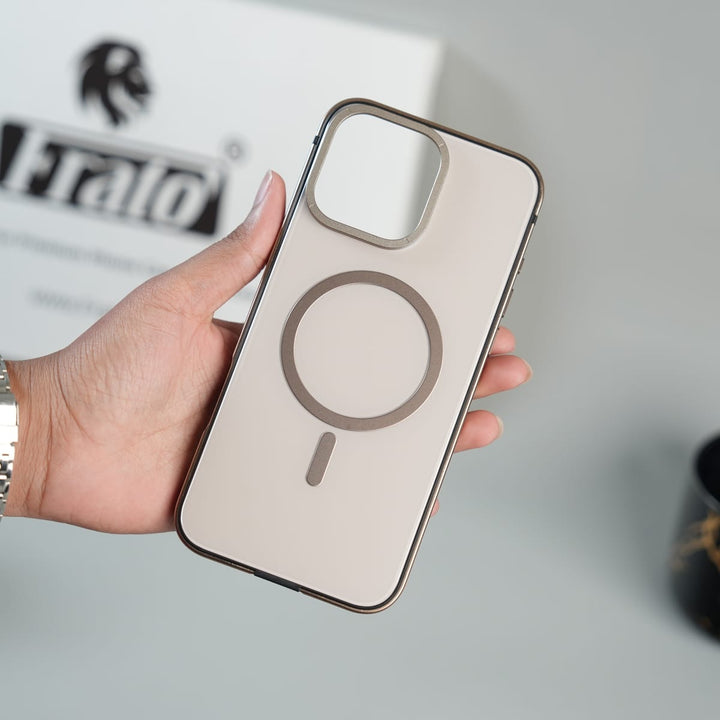 FRATO luxury Case iPhone Series Premium Glass Back MagSafe Case with Aluminium Side Bumper