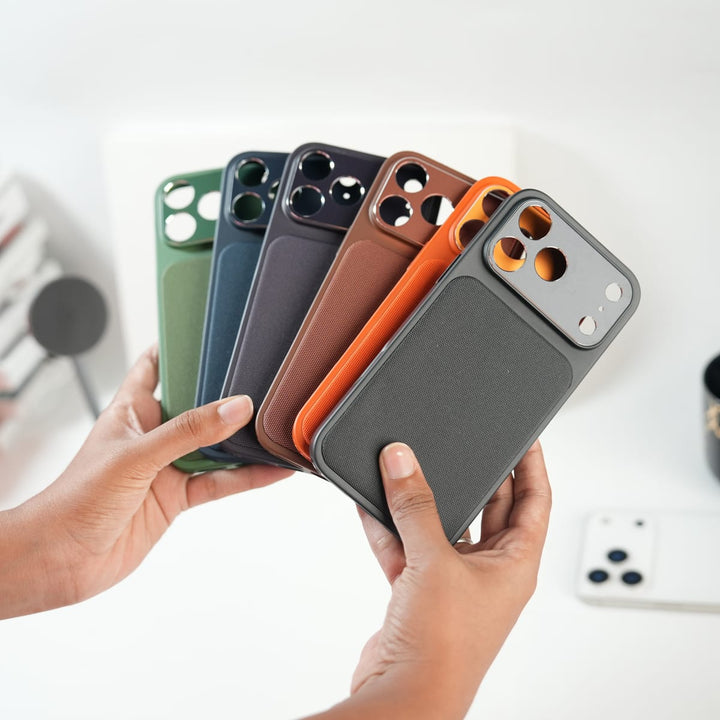 FRATO luxury Case iPhone Series PU Leather Texture Case | Silicone Frame &amp; Metal Camera Guard