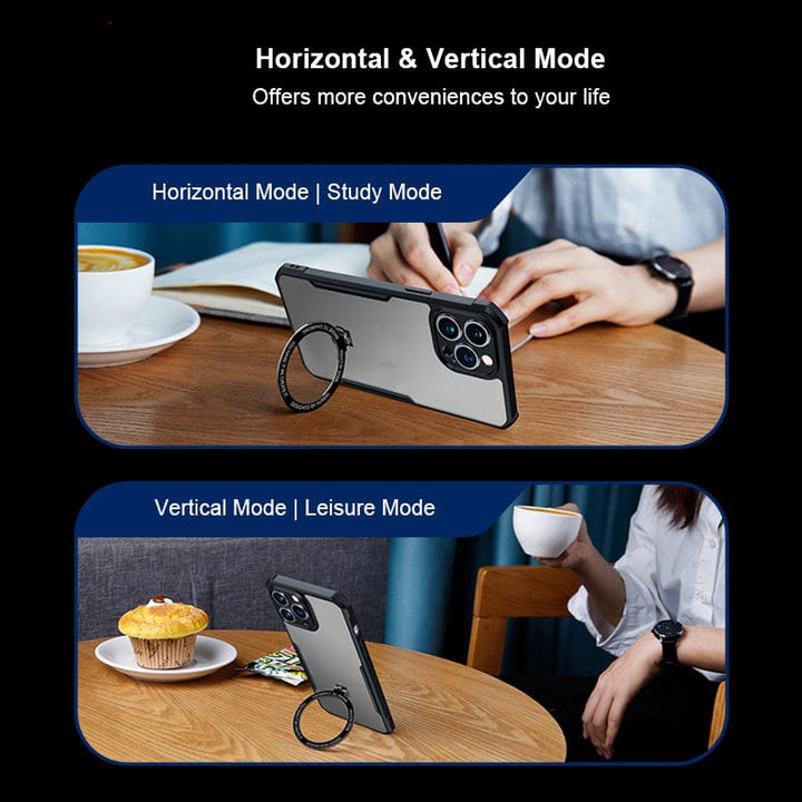 FRATO luxury Case iPhone Shockproof Bumper Transparent With Magsafe Stand Back Cover