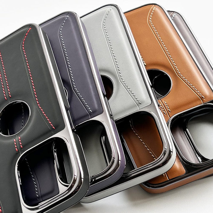 FRATO luxury Case iPhone Stitch PU Leather Side Chrome Case Cover