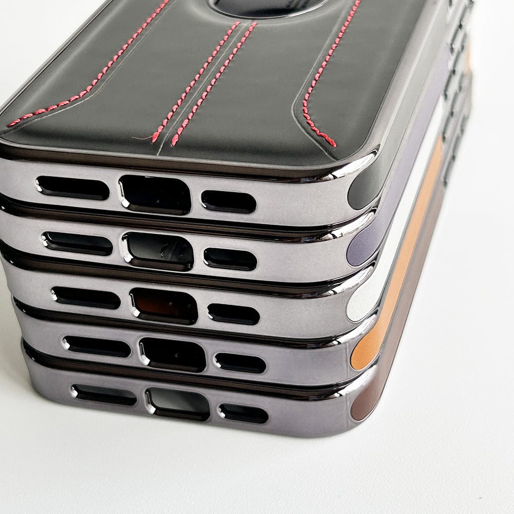 FRATO luxury Case iPhone Stitch PU Leather Side Chrome Case Cover