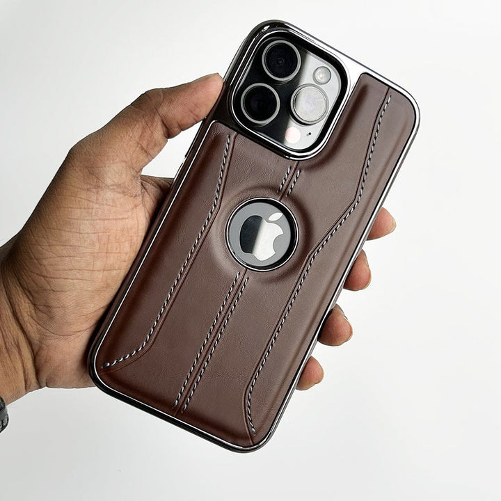 FRATO luxury Case iPhone Stitch PU Leather Side Chrome Case Cover