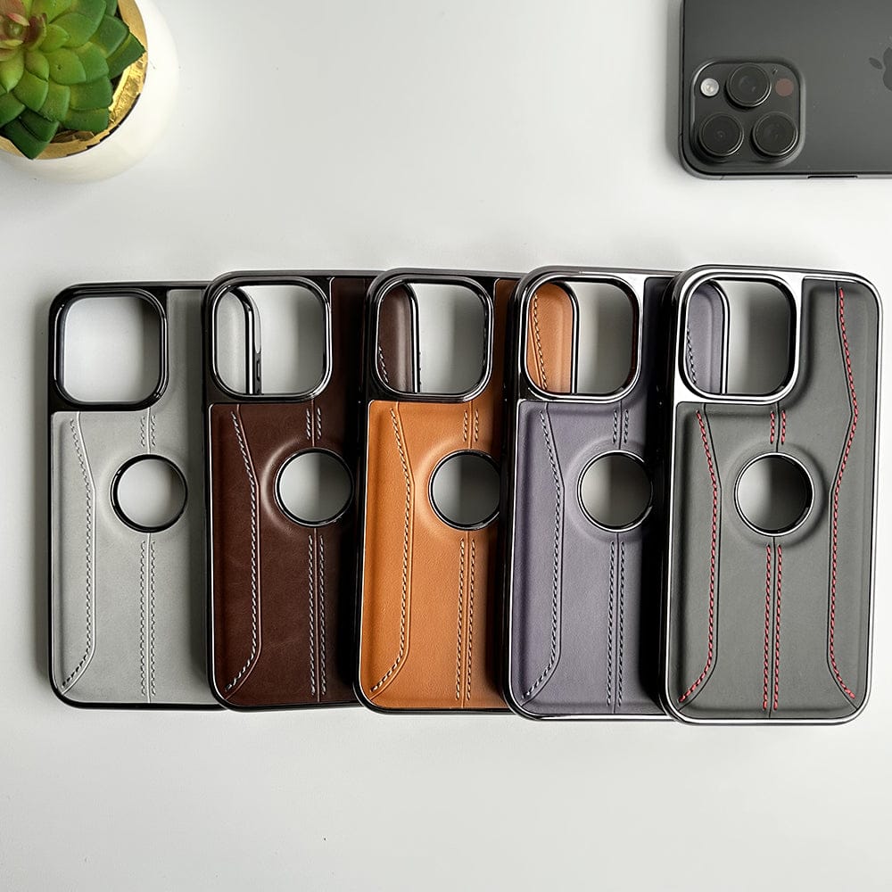 FRATO luxury Case iPhone Stitch PU Leather Side Chrome Case Cover