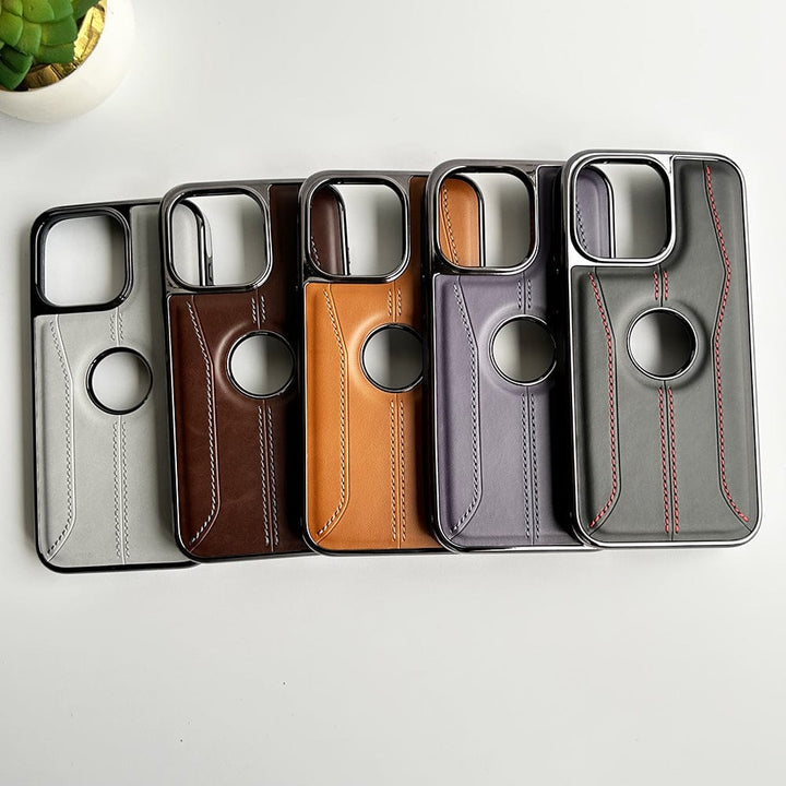 FRATO luxury Case iPhone Stitch PU Leather Side Chrome Case Cover