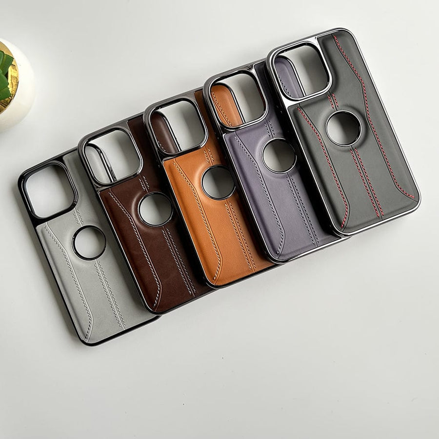 FRATO luxury Case iPhone Stitch PU Leather Side Chrome Case Cover