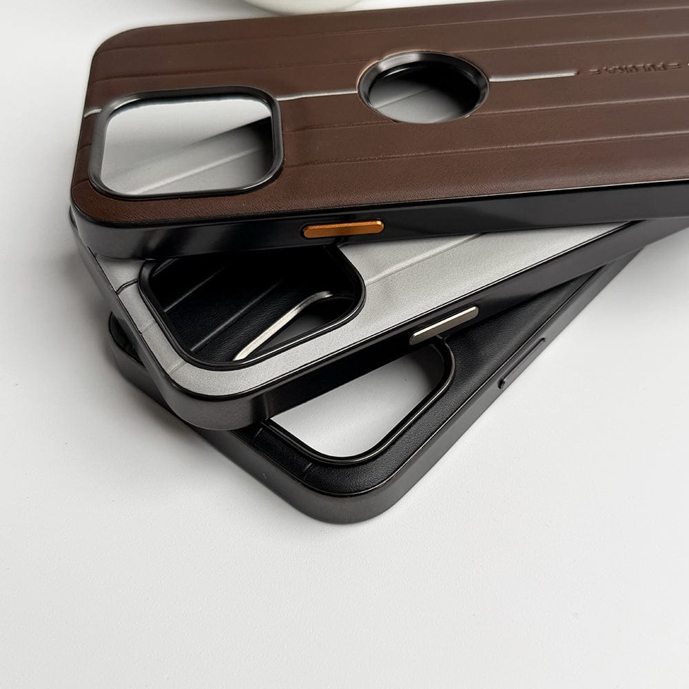 FRATO luxury Case iPhone Suitcase Design PU Leather Case Cover Metal Buttons