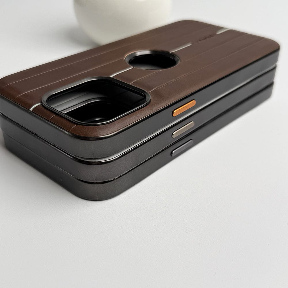 FRATO luxury Case iPhone Suitcase Design PU Leather Case Cover Metal Buttons