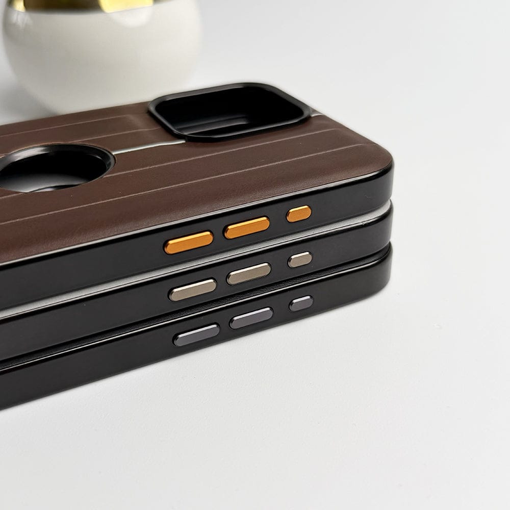 FRATO luxury Case iPhone Suitcase Design PU Leather Case Cover Metal Buttons