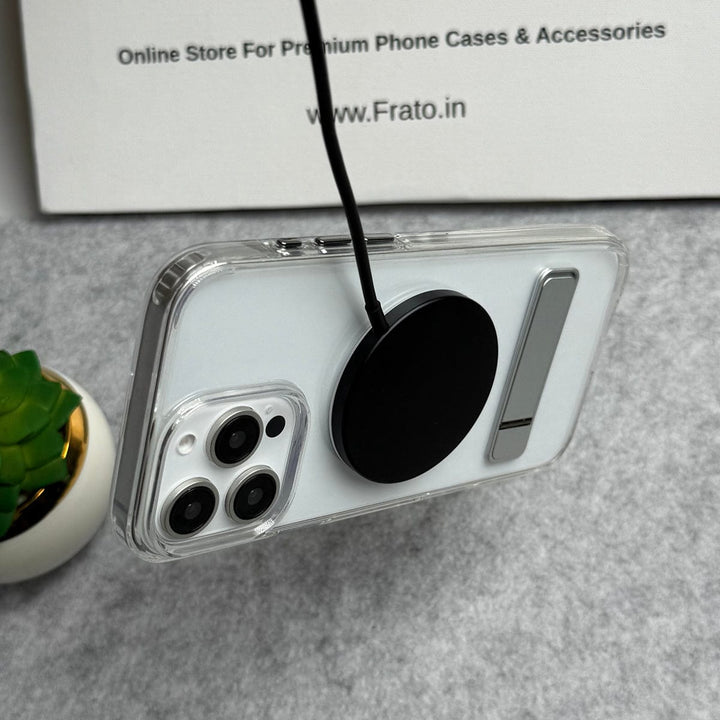 FRATO luxury Case iPhone Transparent Bottom Metal Stand MagSafe Supported Case Cover