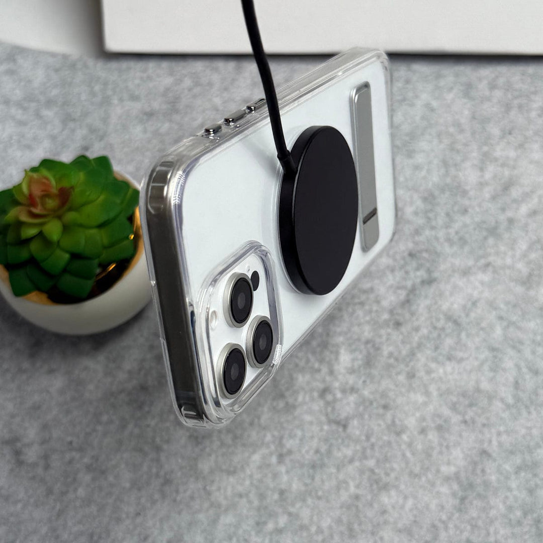 FRATO luxury Case iPhone Transparent Bottom Metal Stand MagSafe Supported Case Cover