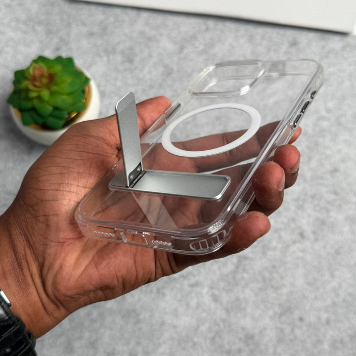 FRATO luxury Case iPhone Transparent Bottom Metal Stand MagSafe Supported Case Cover