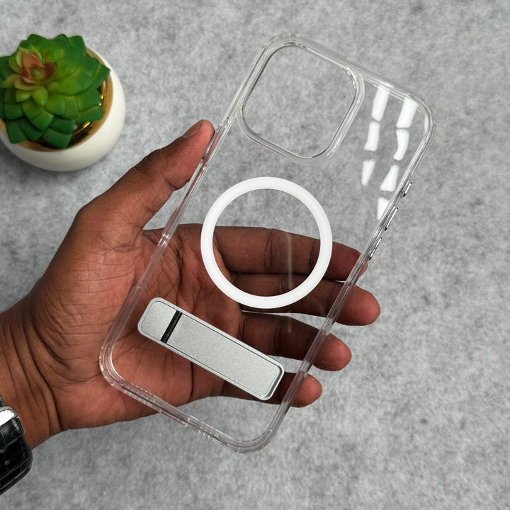 FRATO luxury Case iPhone Transparent Bottom Metal Stand MagSafe Supported Case Cover