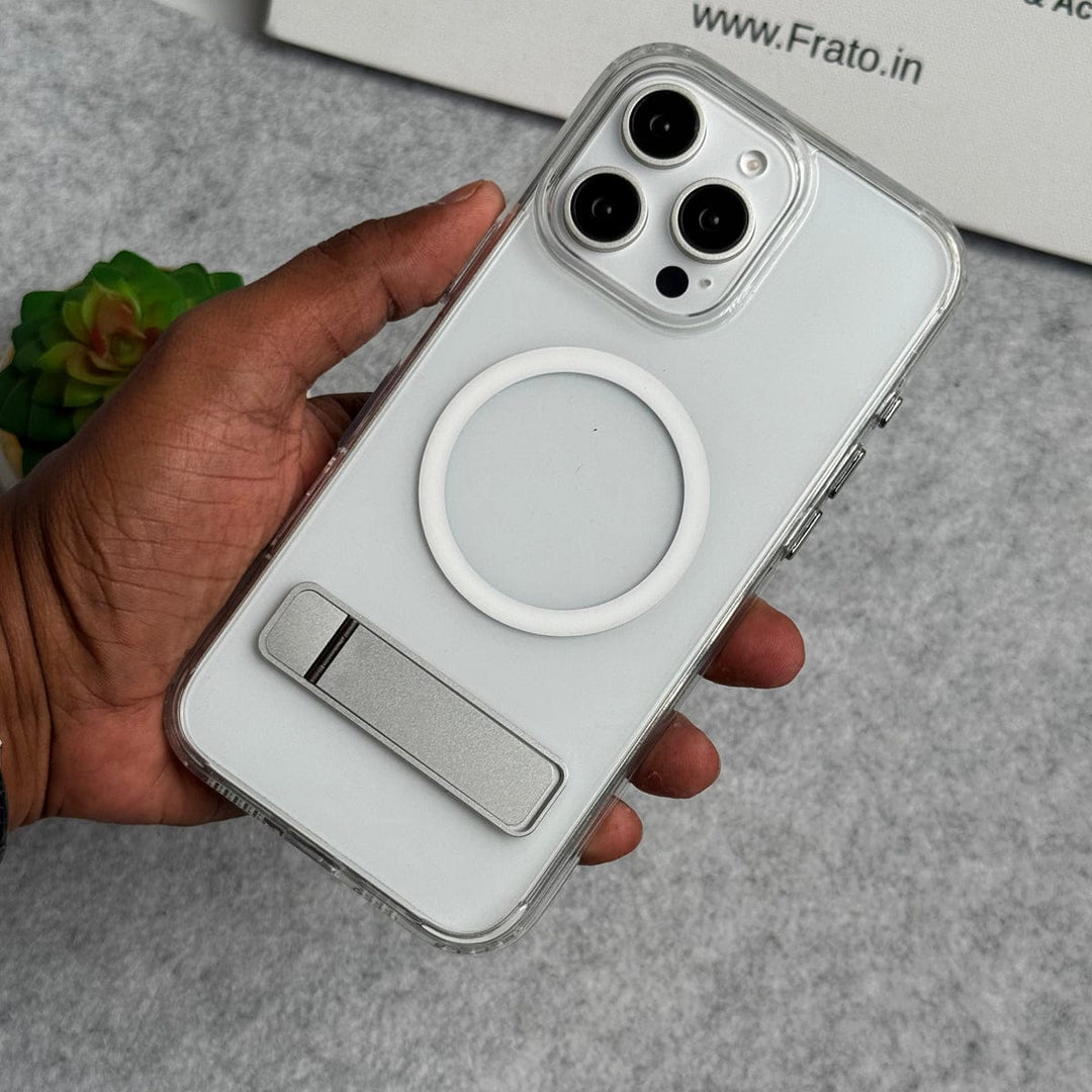 FRATO luxury Case iPhone Transparent Bottom Metal Stand MagSafe Supported Case Cover