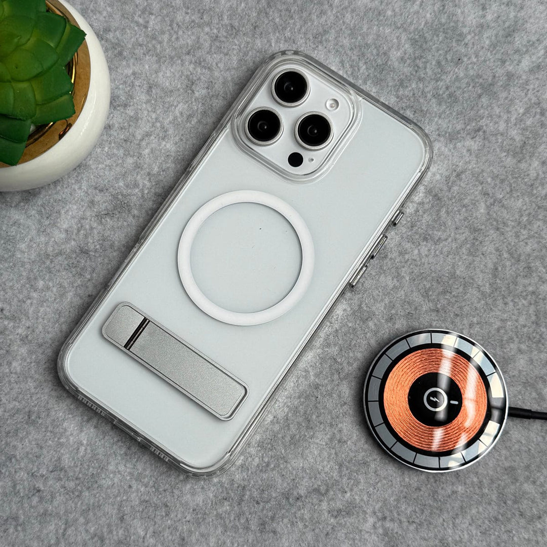 FRATO luxury Case iPhone Transparent Bottom Metal Stand MagSafe Supported Case Cover