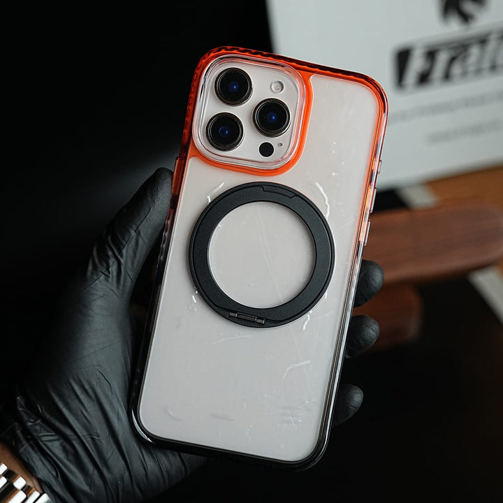 FRATO luxury Case Two-Tone Clear Case for iPhone Series | Rotating Ring Stand