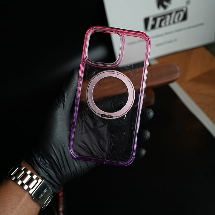 FRATO luxury Case Two-Tone Clear Case for iPhone Series | Rotating Ring Stand