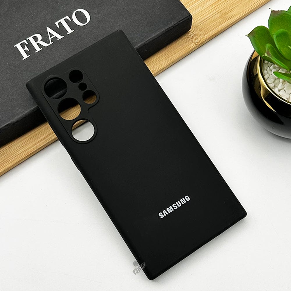 FRATO No Advertising Black Samsung Galaxy S23 Ultra Soft Silky Liquid Silicone Case Cover