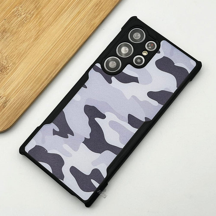 FRATO No Advertising Blue Samsung Galaxy S23 Ultra Military Pattern Bumper Case Cover