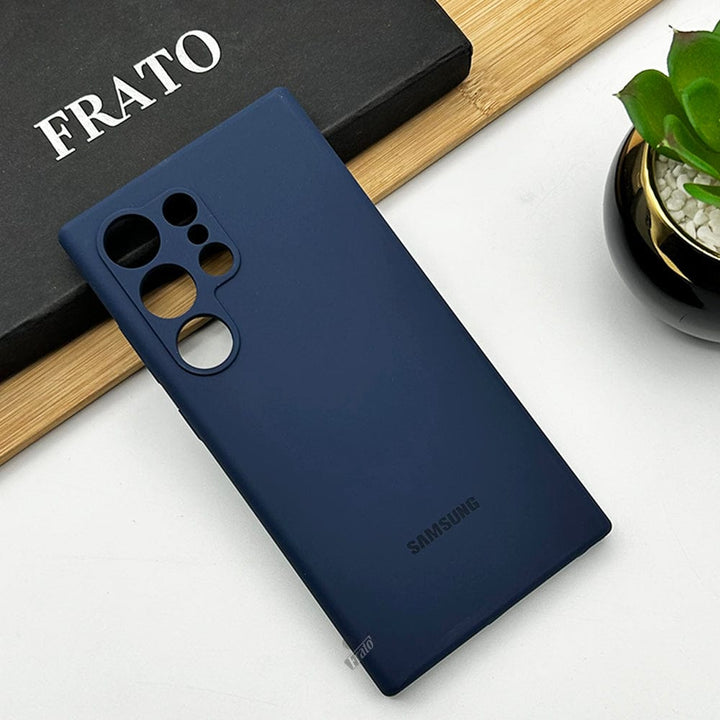 FRATO No Advertising Dark Blue Samsung Galaxy S23 Ultra Soft Silky Liquid Silicone Case Cover