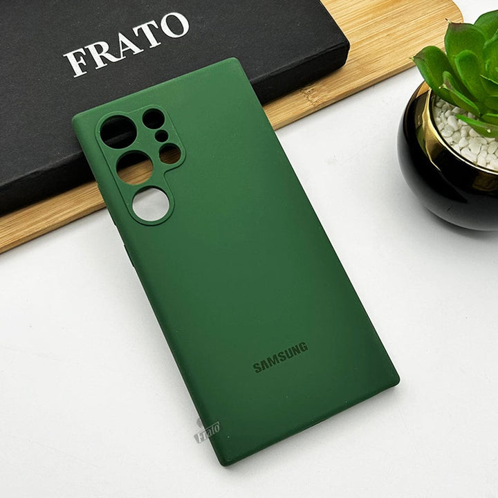 FRATO No Advertising DarkGreen Samsung Galaxy S23 Ultra Soft Silky Liquid Silicone Case Cover