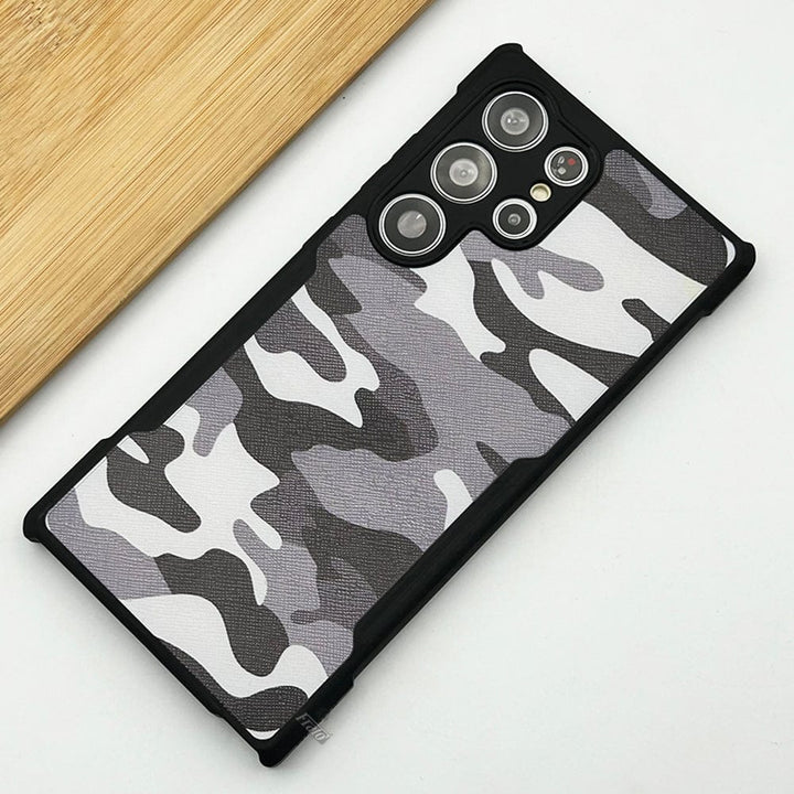 FRATO No Advertising Grey Samsung Galaxy S23 Ultra Military Pattern Bumper Case Cover