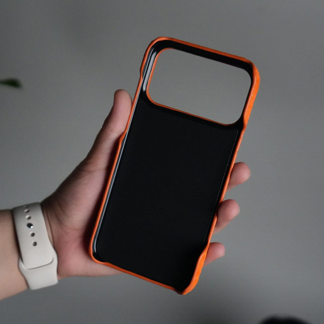FRATO No Advertising iPhone 17 Series Luxury DR Full PU Leather Designer Case Cover | Orange
