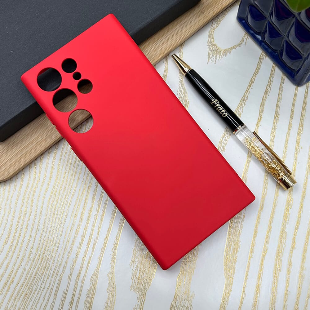 FRATO No Advertising Red Samsung S23 Ultra Soft Silicone Case Cover