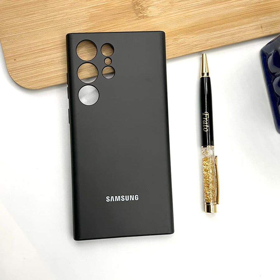 FRATO No Advertising Samsung Galaxy S24 Ultra Liquid Silicone Case Cover (Black)