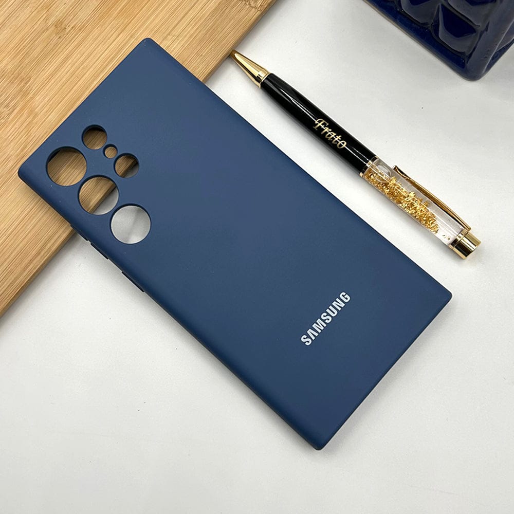 FRATO No Advertising Samsung Galaxy S24 Ultra Liquid Silicone Case Cover Dark Blue