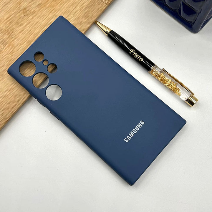 FRATO No Advertising Samsung Galaxy S24 Ultra Liquid Silicone Case Cover Dark Blue