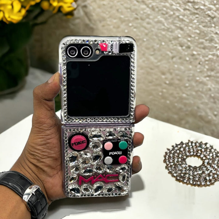 FRATO No Advertising Samsung Galaxy Z Flip 5 3D Makeup Diamond Theme Design Case Cover