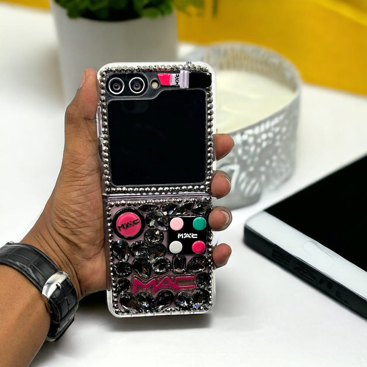 FRATO No Advertising Samsung Galaxy Z Flip 5 3D Makeup Diamond Theme Design Case Cover