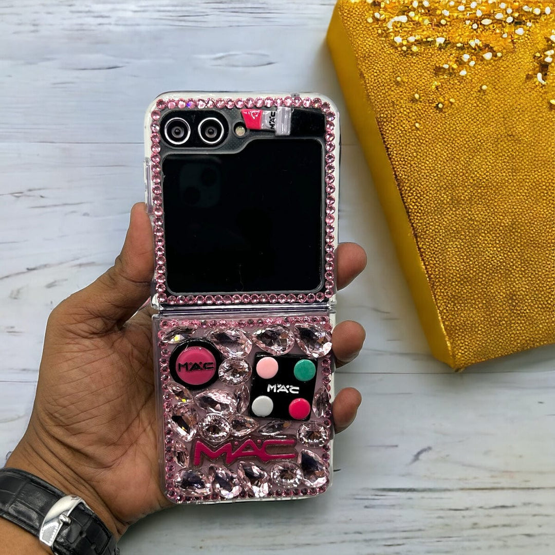 FRATO No Advertising Samsung Galaxy Z Flip 5 3D Makeup Diamond Theme Design Case Cover