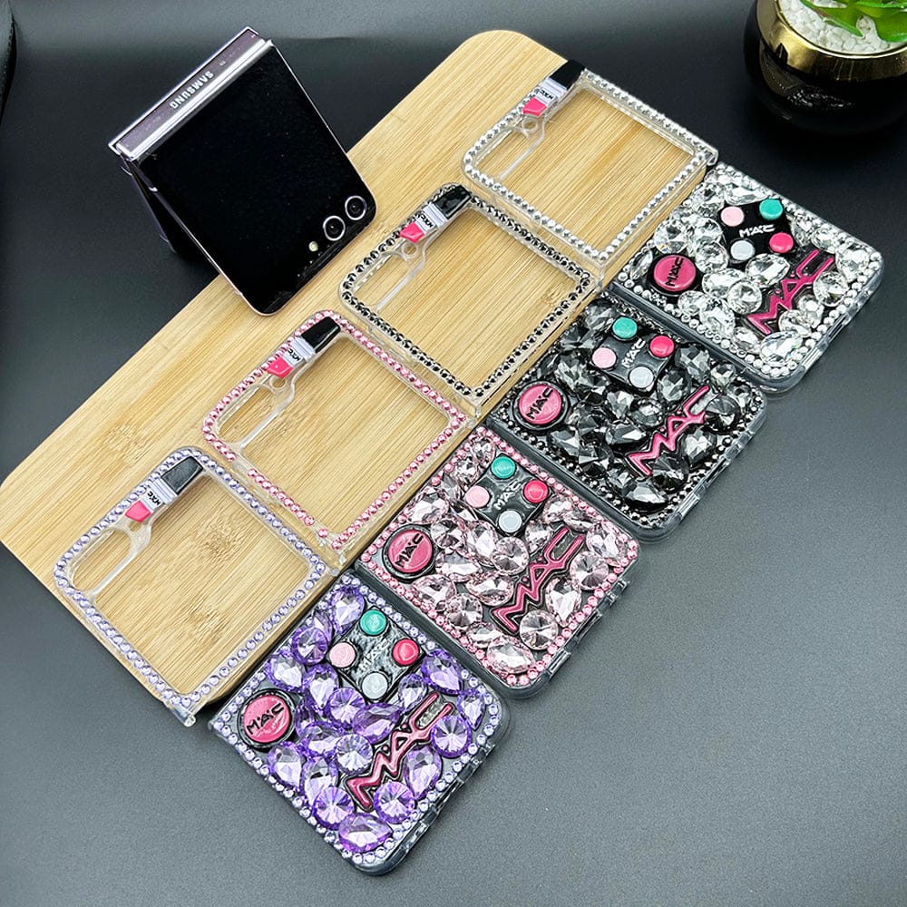 FRATO No Advertising Samsung Galaxy Z Flip 5 3D Makeup Diamond Theme Design Case Cover