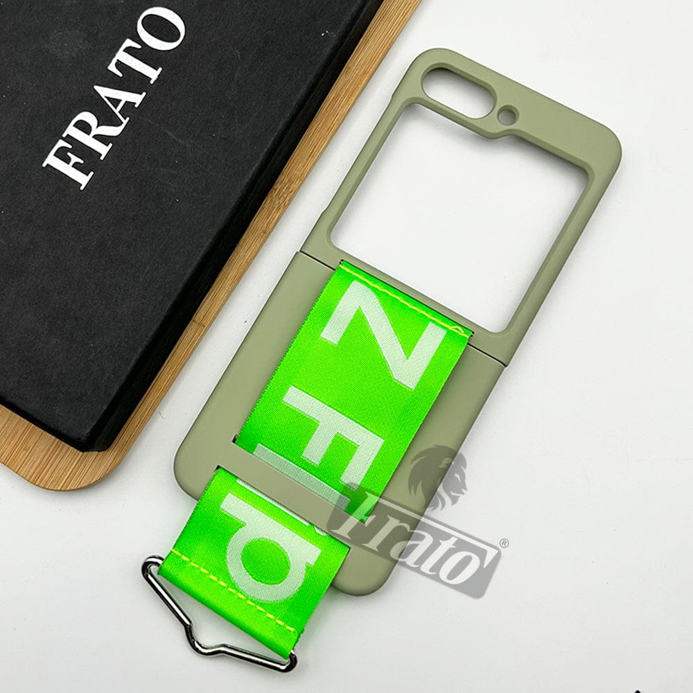 FRATO No Advertising Samsung Galaxy Z Flip 5 Liquid Silicone Wristband Strap Case Cover (Dusky Green)