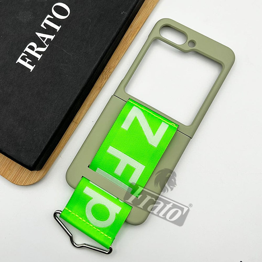 FRATO No Advertising Samsung Galaxy Z Flip 5 Liquid Silicone Wristband Strap Case Cover (Dusky Green)