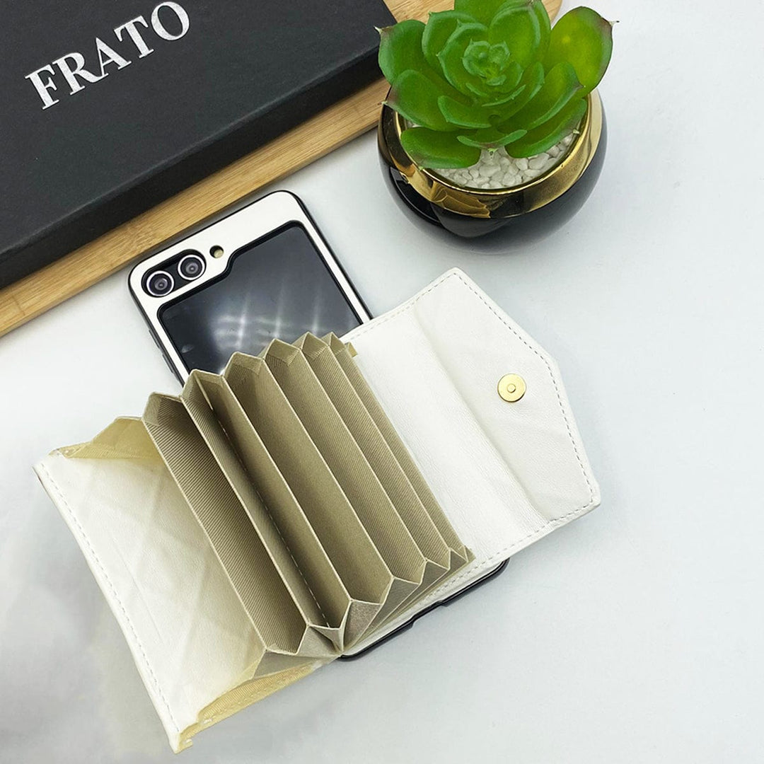 FRATO No Advertising Samsung Galaxy Z Flip 5 Luxury CC Puffer Stitch Card Holder Case Cover