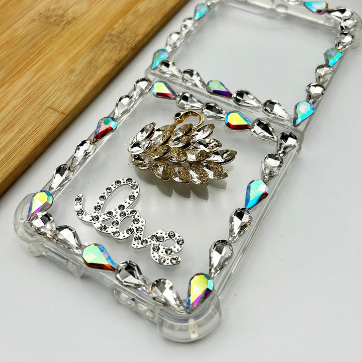 FRATO No Advertising Samsung Galaxy Z Flip 5 Luxury Crystal Diamond Swan Design Case Cover