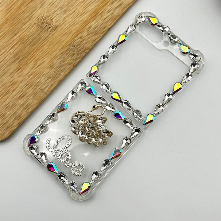 FRATO No Advertising Samsung Galaxy Z Flip 5 Luxury Crystal Diamond Swan Design Case Cover
